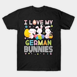 Color Flower Easter Eggs Happy Me I Love My German Bunnies T-Shirt